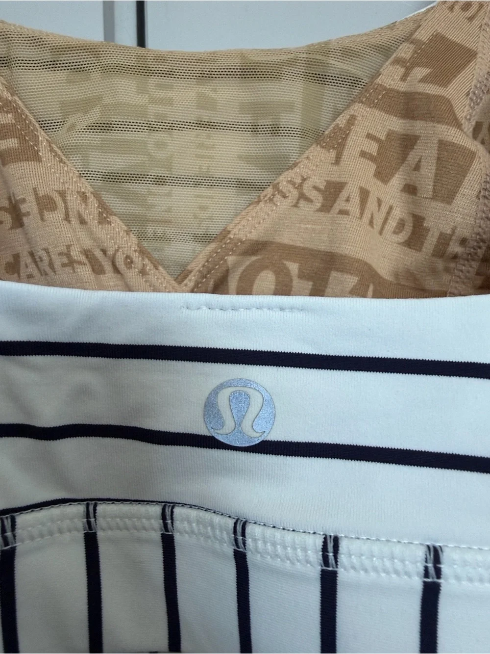 LULULEMON ADJUST ME BRA QUIET STRIPE WHITE DEEP INIGO WOMEN’S 4